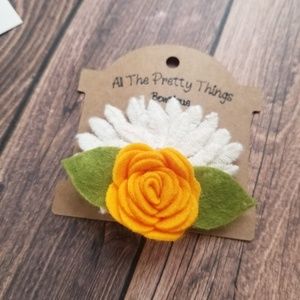 Wool Felt Flower Hair Clip in Yellow and White